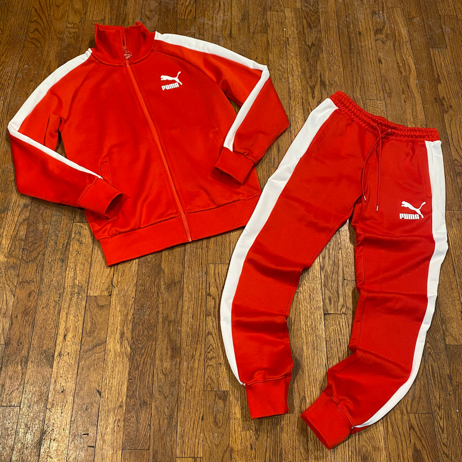Puma  ICONIC  T7 TRACKSUIT  Men’s - RED WHITE
