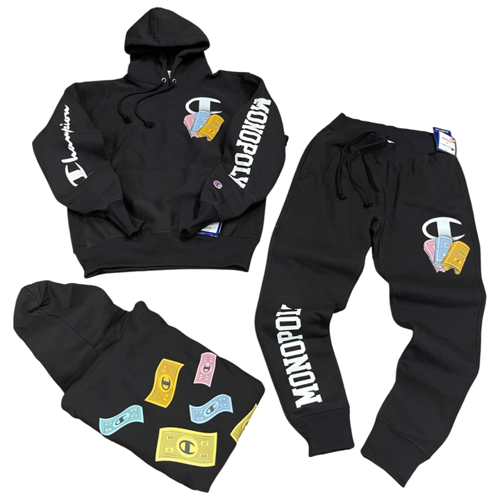 CHAMPION X MONOPOLY REVERSE WEAVE SWEATSUIT-BLACK