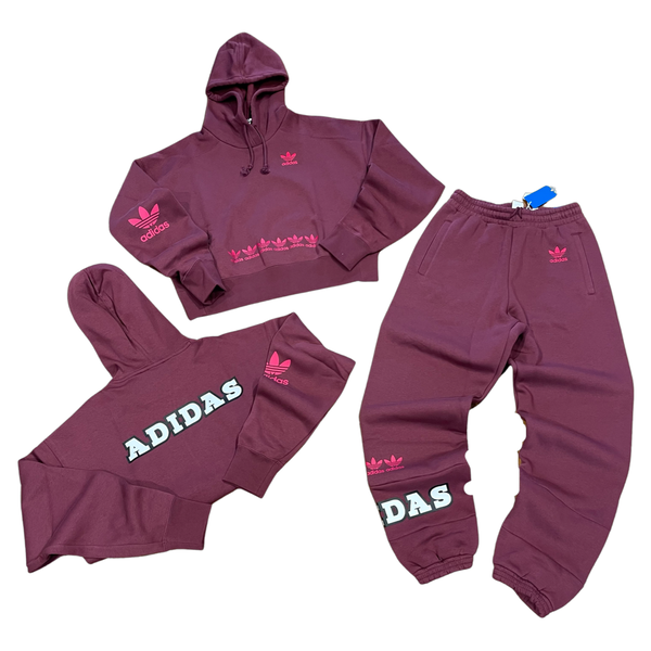 Adidas sweat suit womens burgundy discount