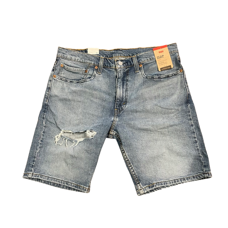 Levis Strauss & Co 412 SLIM  JEANS SHORTS Men’s - RIPPED BLUE