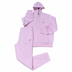 Pink lacoste deals tracksuit