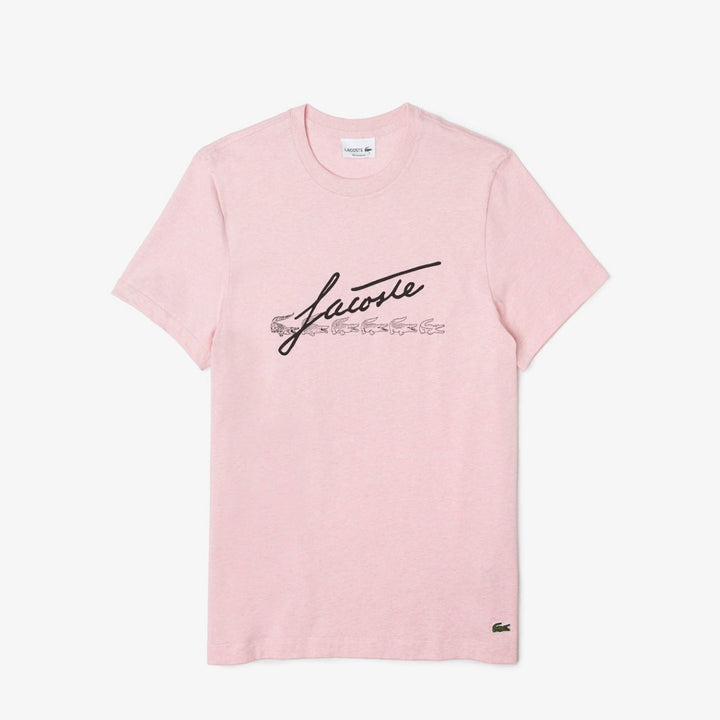 LACOSTE SIGNATURE PRINT CREW NECK T-SHIRT Men’s - PINK