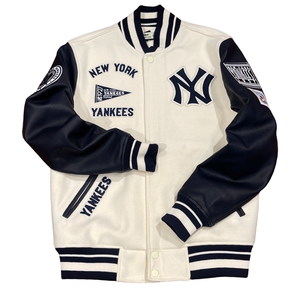 Pro Standard LUXURY ATHLETIC COLLECTION MASH UP JACKET NEW YORK YANKEES Men s CREAM NAVY