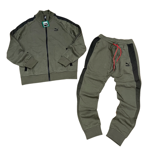 Khaki green puma tracksuit shop