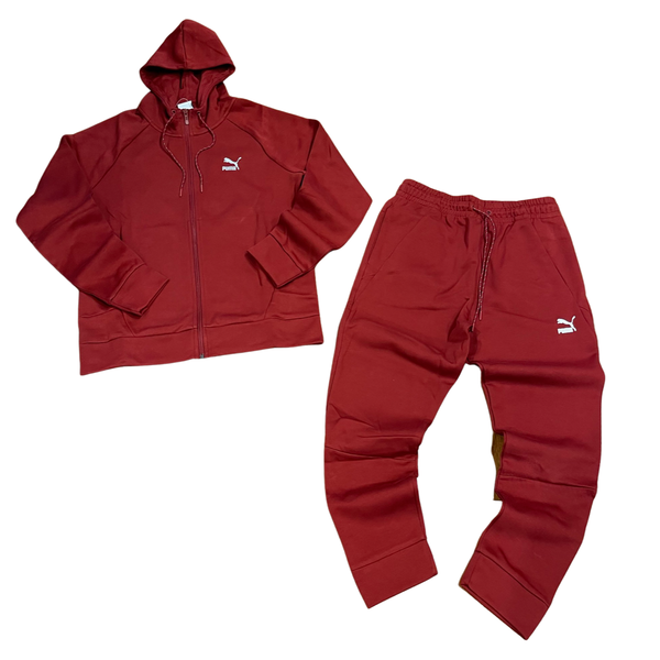 PUMA テックフリース　セットアップ　ワインレッド Puma CLASSIC FULL ZIP TECH SUIT Dk Men's Intense red – Moesports