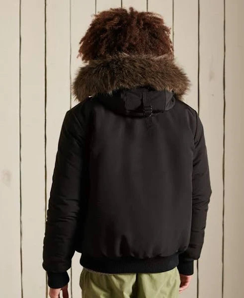 Cult of Individuality Down Puffer Jacket with Faux Fur Trim in Black