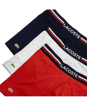LACOSTE  3 PACK  BOXER BRIEF Men’s -RED/GREY NAVY